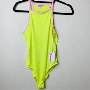 Stella Tweed lime- yellow bodysuit